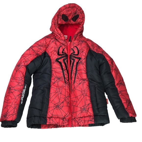 MARVEL Spiderman Puffer Puffy Coat, Winter.Red.Size Boys Girls 10/12 Medium.
